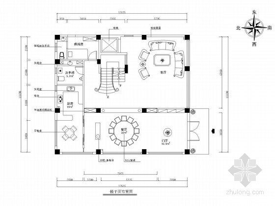 [廈門]四層高檔別墅簡(jiǎn)歐風(fēng)格CAD裝修施工圖